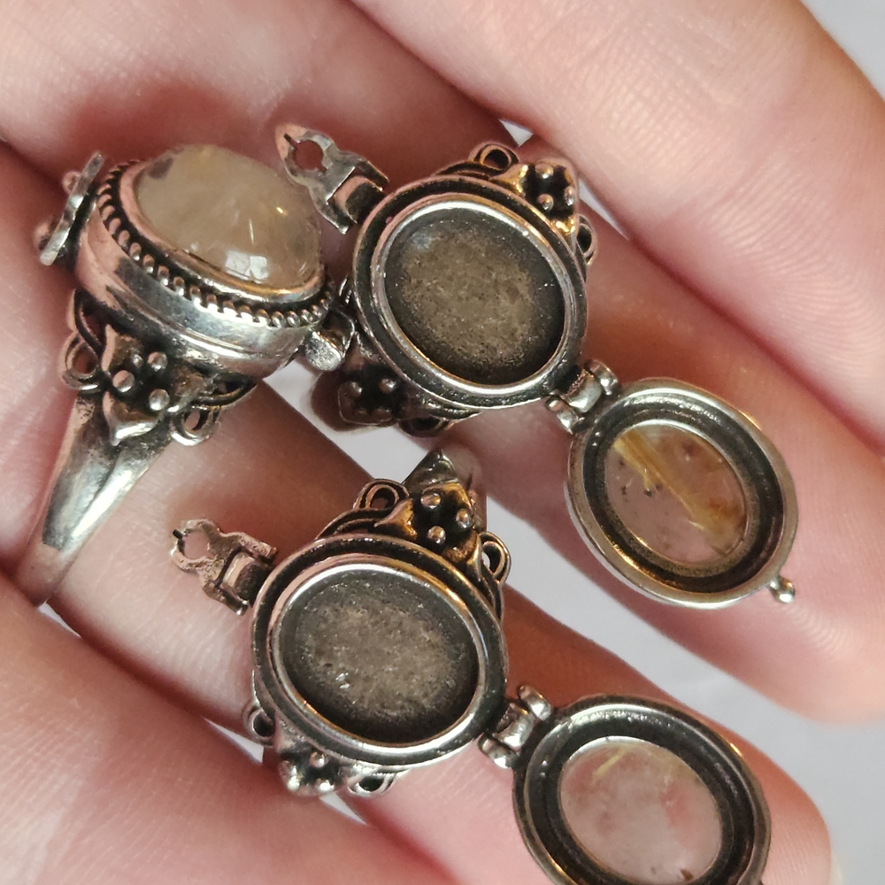 Golden Rutilated Quartz Poison Ring. - Picture 7 of 9